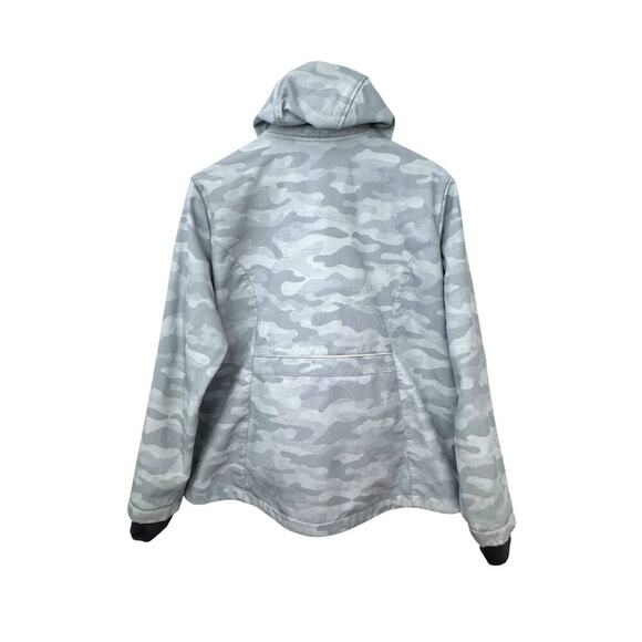 Free Country Women XL Hood  Softshell Jacket – Light Blue Camo – Zip Up Fleece - Picture 2 of 10